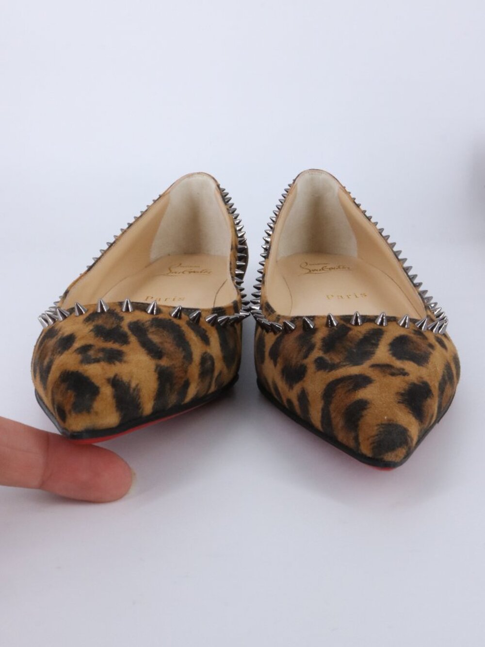 christian louboutin 36.5 leopard print anjalina flat kitty spiked flat D268 - Picture 10 of 16